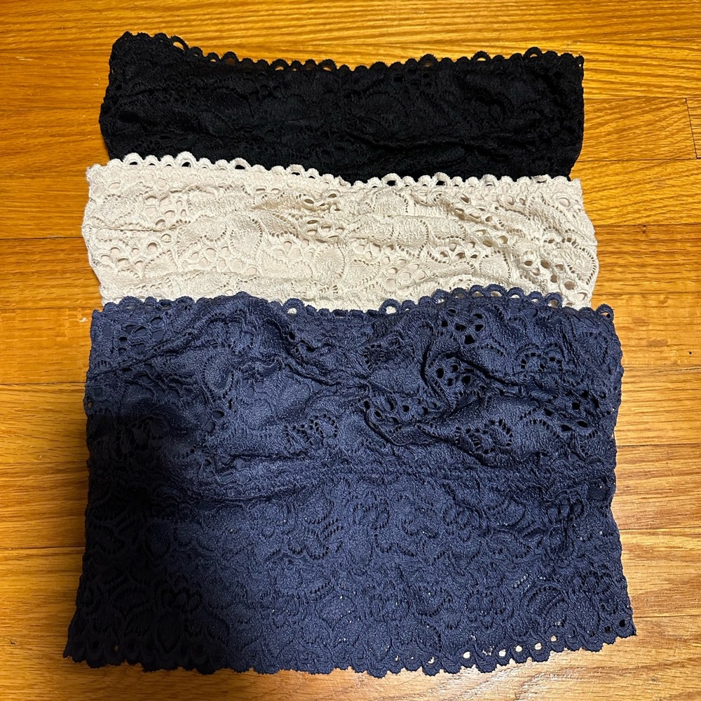 3 Aerie Boho Lace Longline Bandeaus